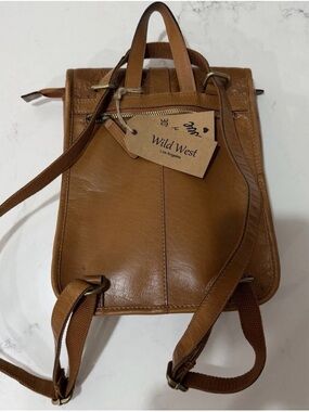 Wild West Floral Embossed Tan Leather Backpack Purse Western Boho